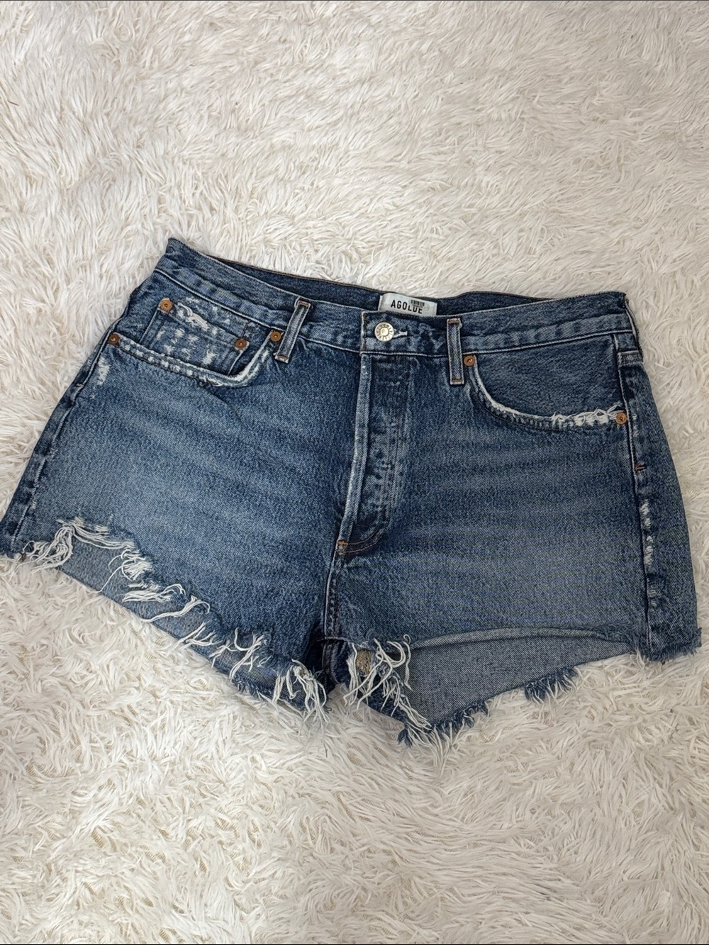 Agolde Parker cutoff shorts in Riptide